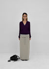 Yilding banding diagonal folding long skirt