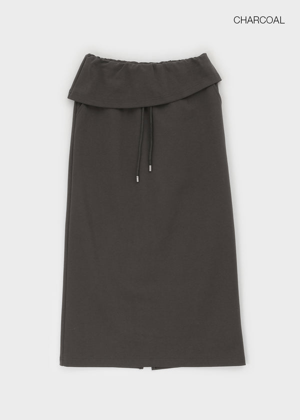 Yilding banding diagonal folding long skirt