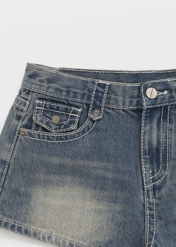 [MADE] Renel Stitch Low-Waist Denim Shorts