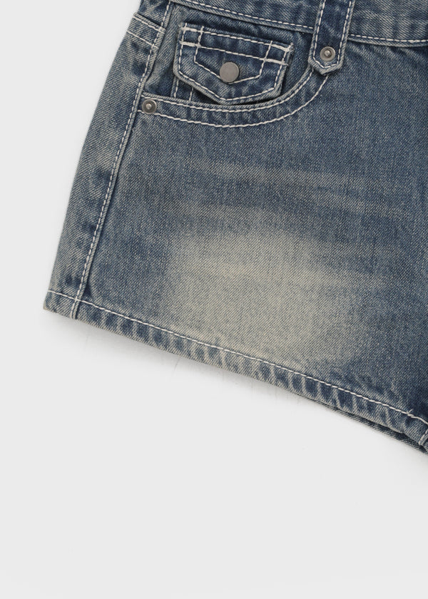 [MADE] Renel Stitch Low-Waist Denim Shorts