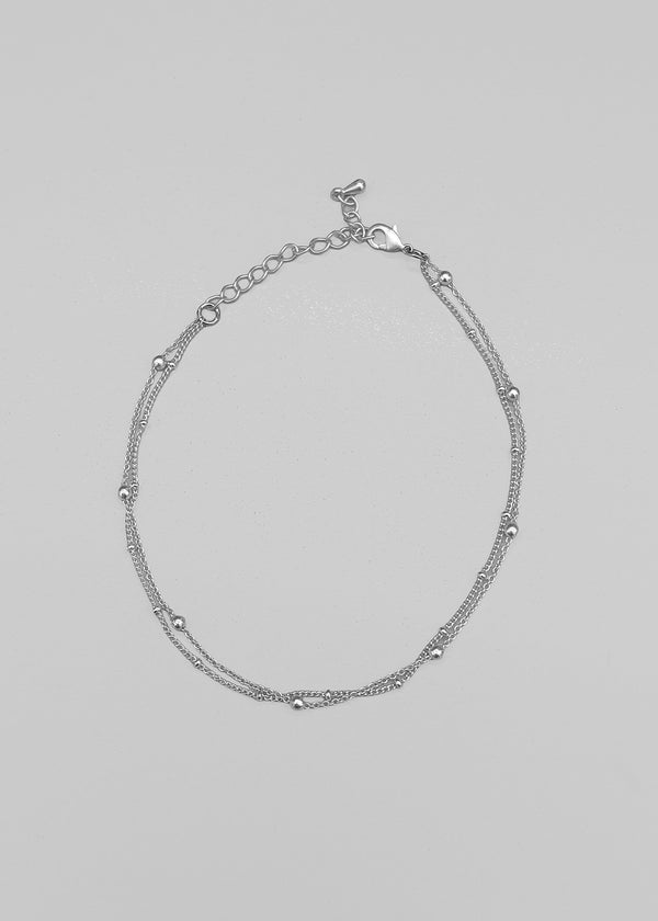 Langfue layered silver anklet