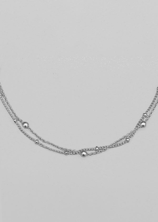 Langfue layered silver anklet