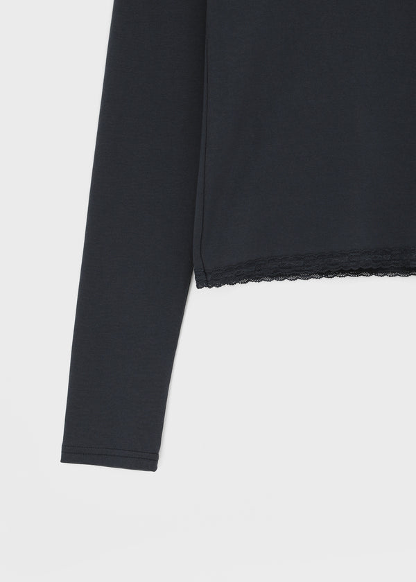 [MADE] Beo Lace Deep V-Neck Long Sleeve Tee