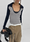 Turtle collar raglan long-sleeve shirt