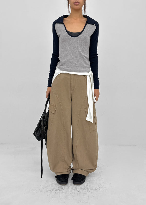 Turtle collar raglan long-sleeve shirt