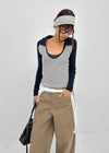 Turtle collar raglan long-sleeve shirt