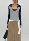 Turtle collar raglan long-sleeve shirt