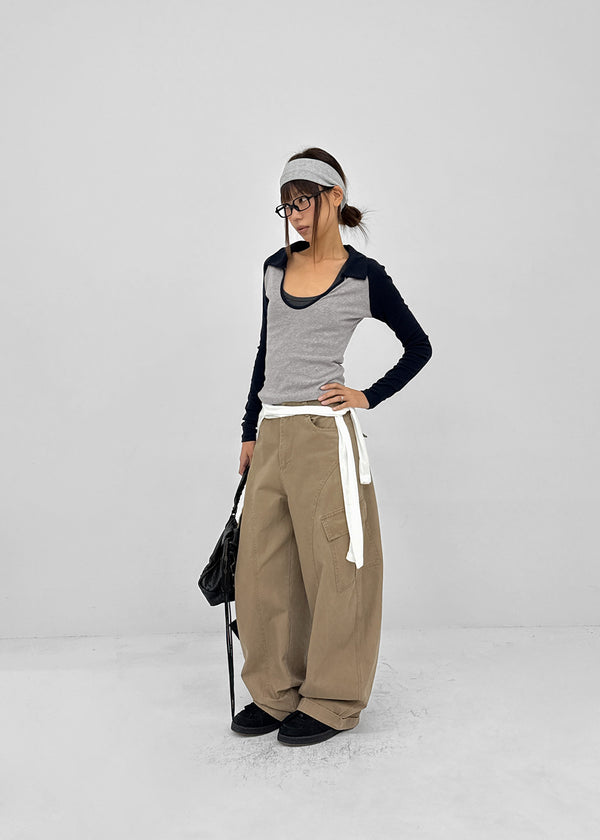 Turtle collar raglan long-sleeve shirt