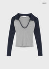 Turtle collar raglan long-sleeve shirt