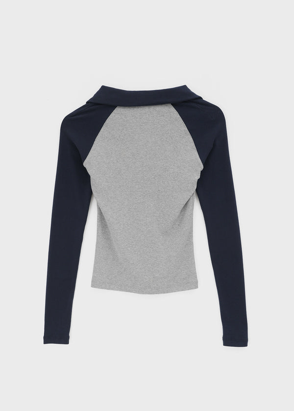 Turtle collar raglan long-sleeve shirt