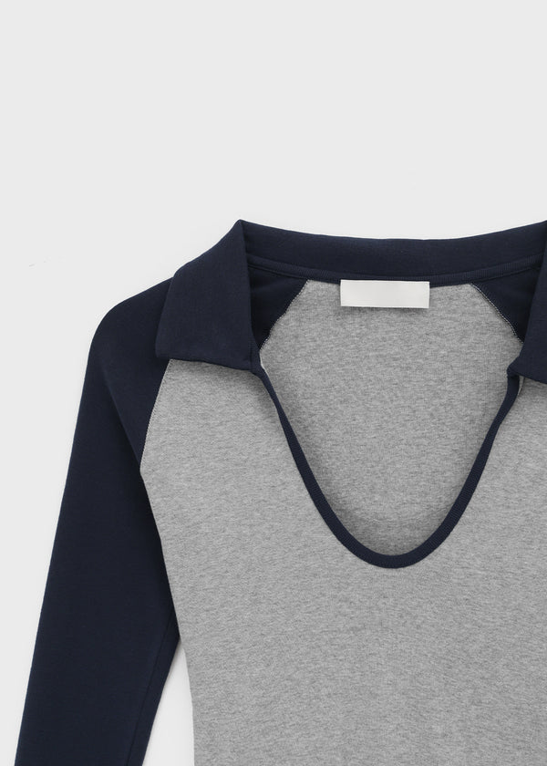 Turtle collar raglan long-sleeve shirt