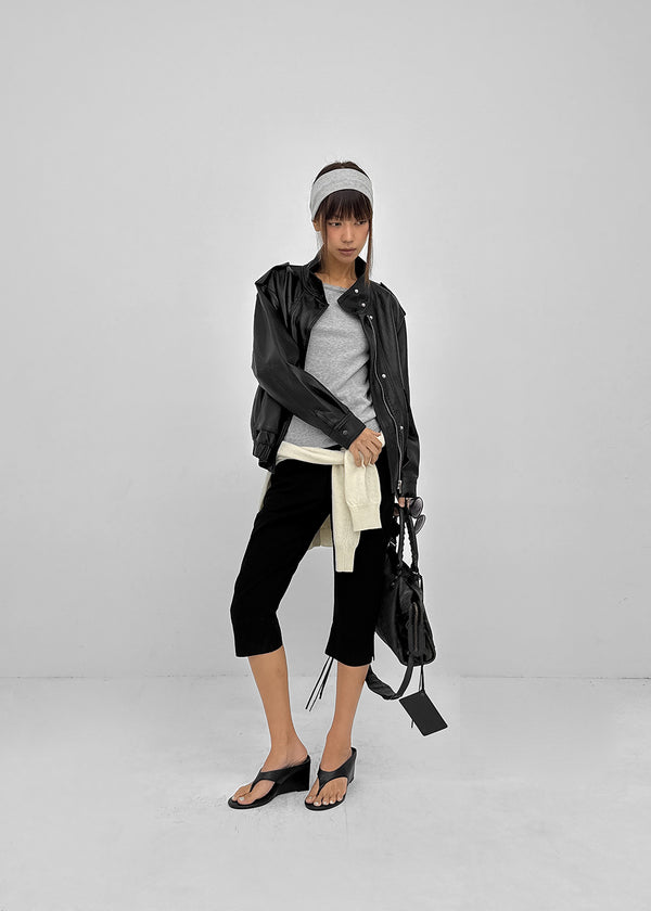 Rover high-neck leather jumper