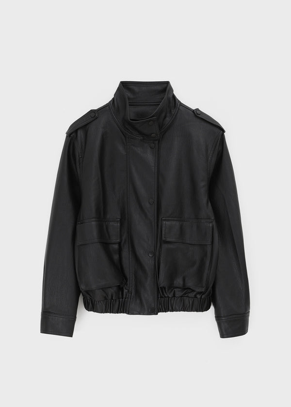 Rover high-neck leather jumper