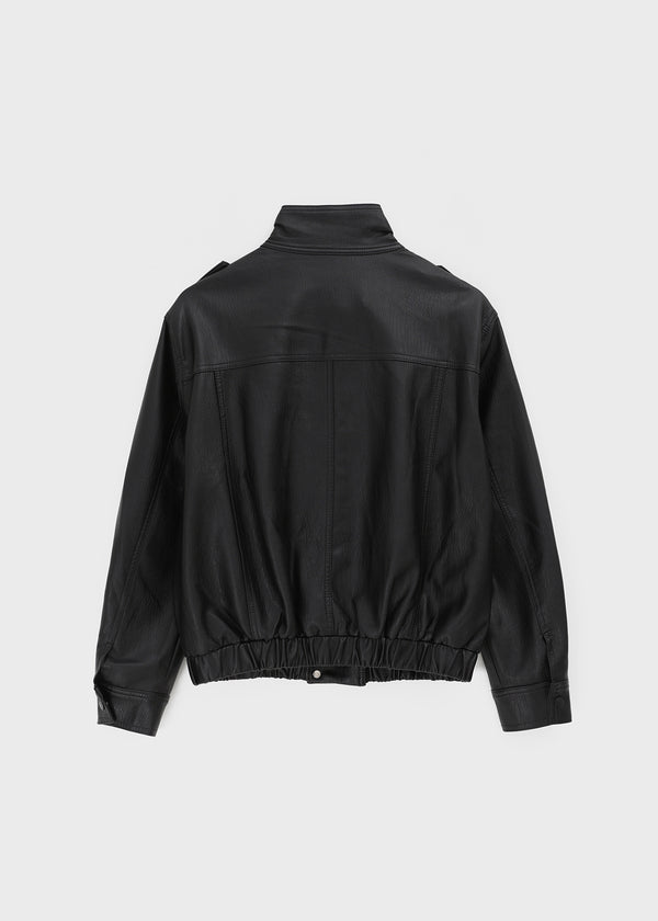 Rover high-neck leather jumper