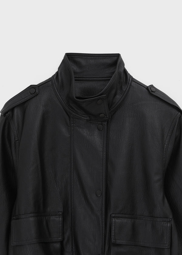 Rover high-neck leather jumper