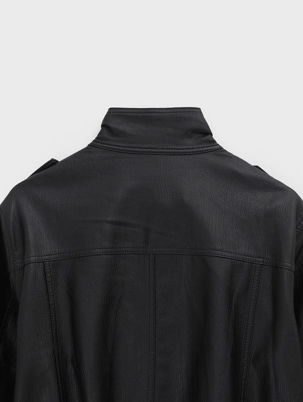 Rover high-neck leather jumper