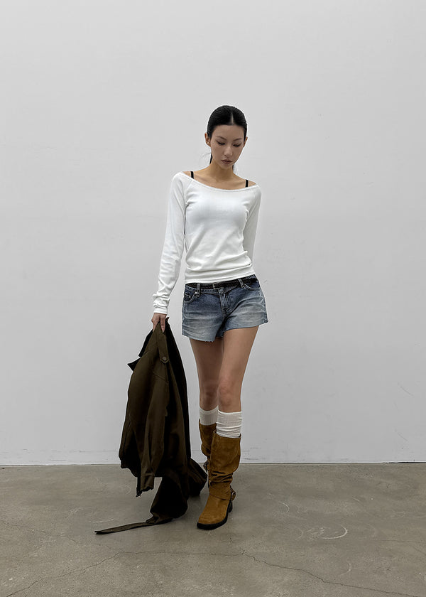 [MADE] Mnen Lace Boat Neck Long Sleeve Tee