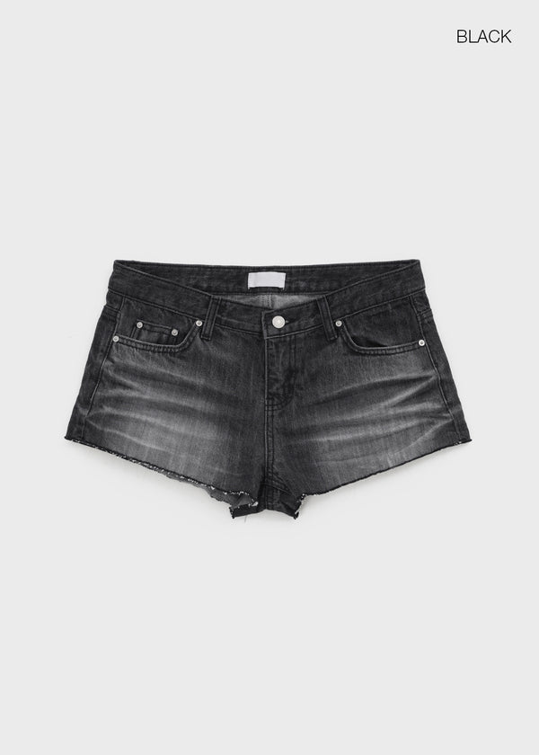 Sollem Low-Waist Cut Denim Shorts