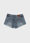 Sollem Low-Waist Cut Denim Shorts