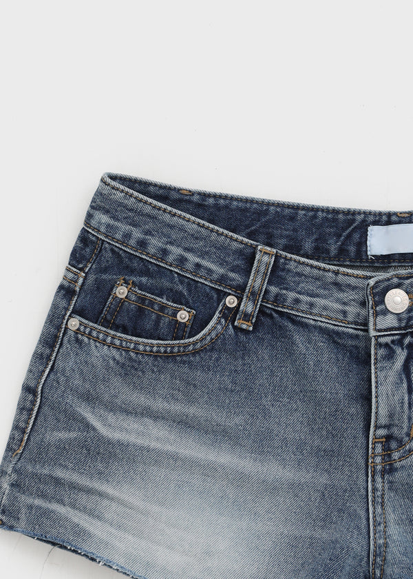 Sollem Low-Waist Cut Denim Shorts