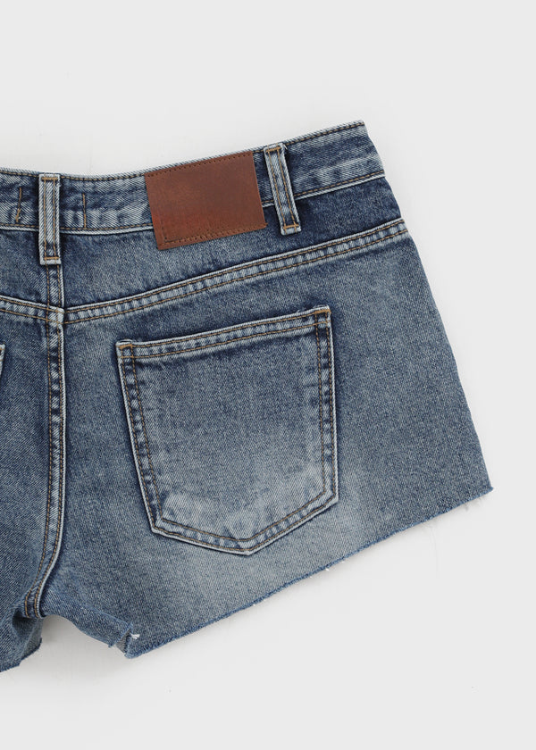 Sollem Low-Waist Cut Denim Shorts