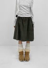 Moard Washed Cargo Flare Midi Skirt