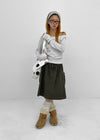 Moard Washed Cargo Flare Midi Skirt