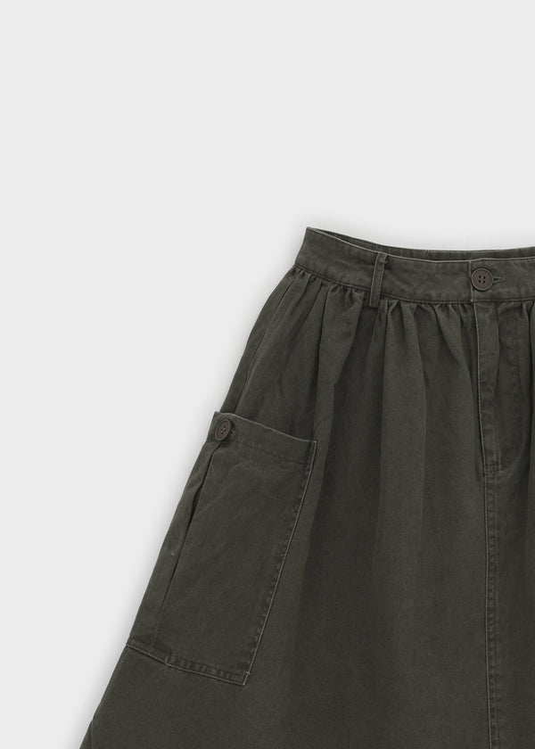 Moard Washed Cargo Flare Midi Skirt