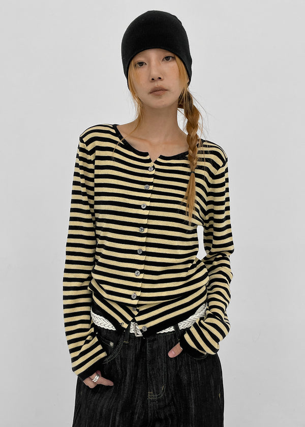 Beld striped wool knit cardigan