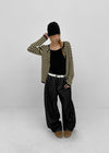 Rie Lettering Wide Raw Denim Pants