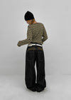 Rie Lettering Wide Raw Denim Pants