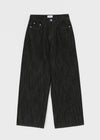 Rie Lettering Wide Raw Denim Pants