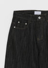 Rie Lettering Wide Raw Denim Pants