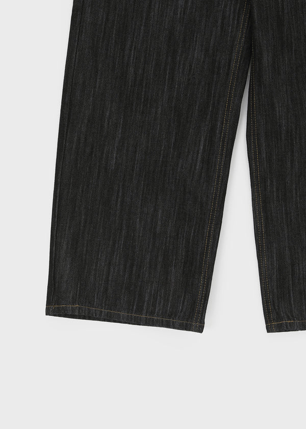 Rie Lettering Wide Raw Denim Pants