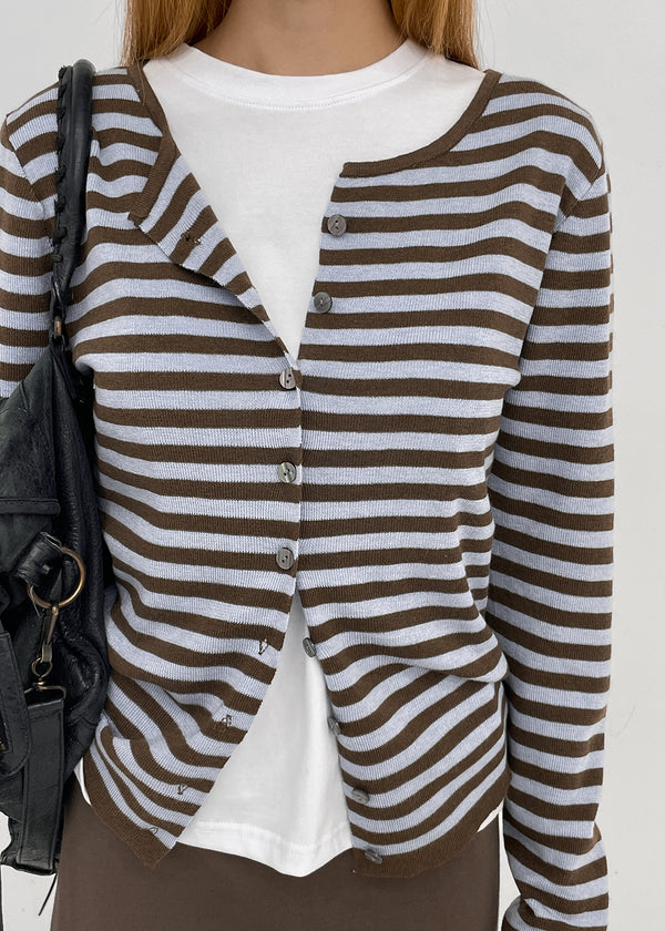 Beld striped wool knit cardigan