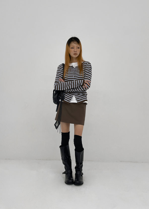 Beld striped wool knit cardigan