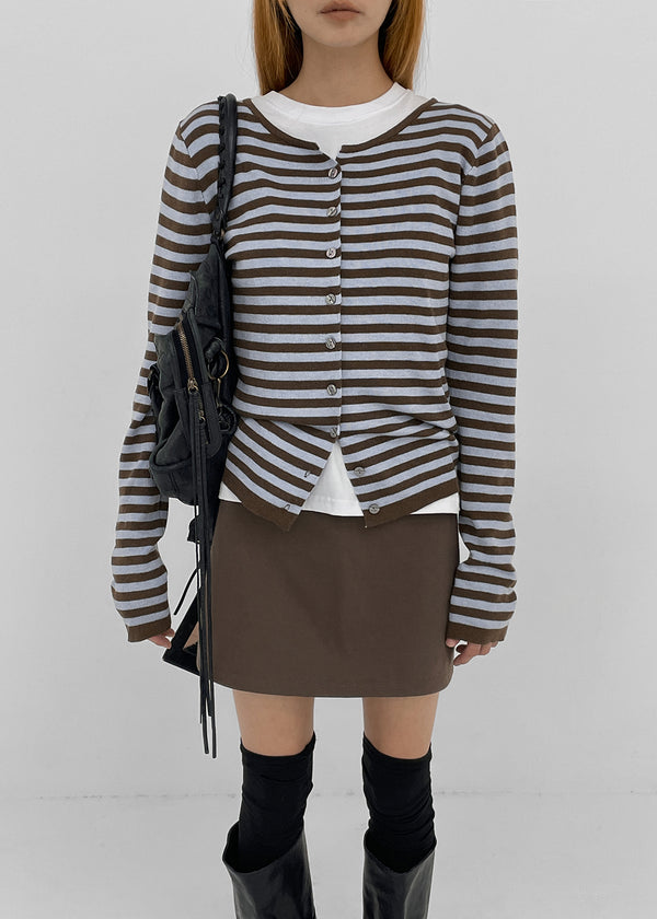 Beld striped wool knit cardigan