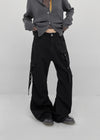Thea Shirred Buckle Cargo Bootcut Pants