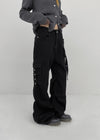 Thea Shirred Buckle Cargo Bootcut Pants