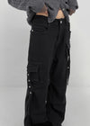 Thea Shirred Buckle Cargo Bootcut Pants