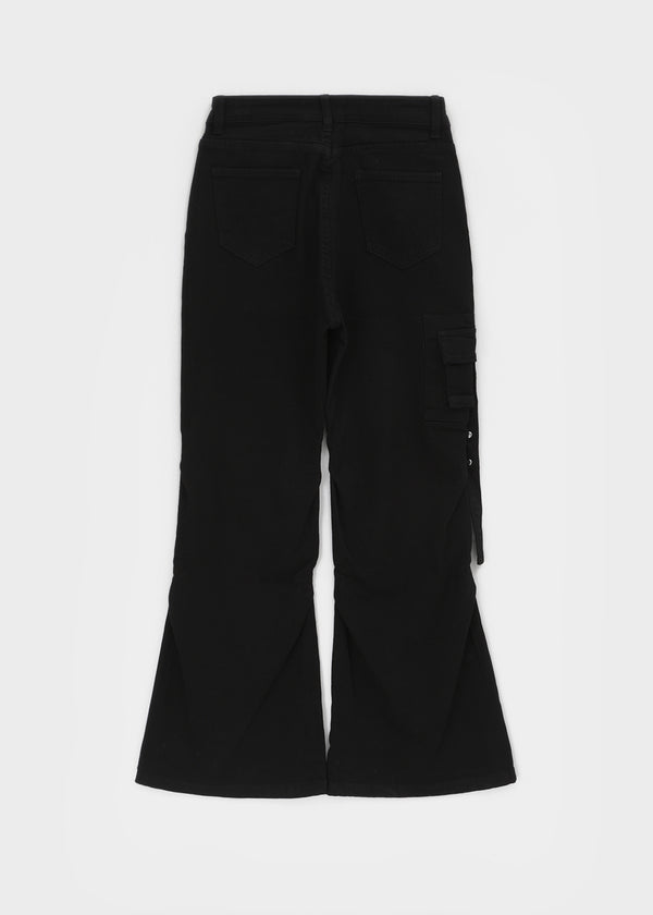 Thea Shirred Buckle Cargo Bootcut Pants