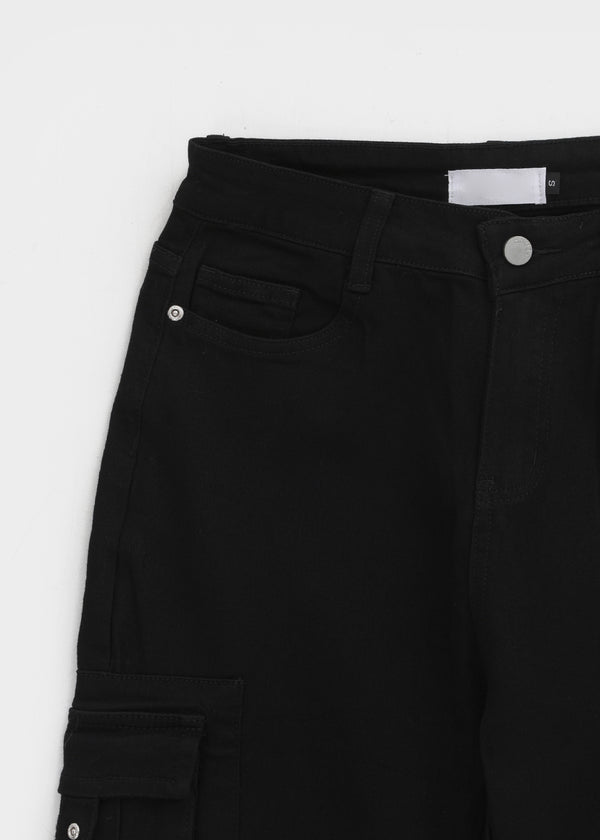 Thea Shirred Buckle Cargo Bootcut Pants