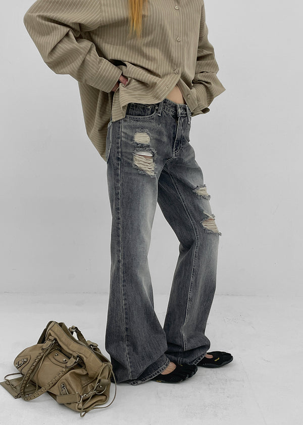 Shop Damaged Bootcut Denim Pants