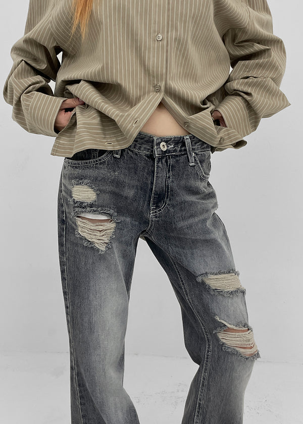 Shop Damaged Bootcut Denim Pants