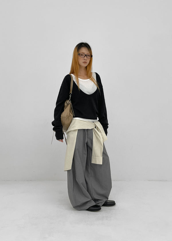 (UNISEX) Tenum Back Pocket Balloon Wide Slacks