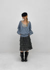 Noere check tiered midi skirt