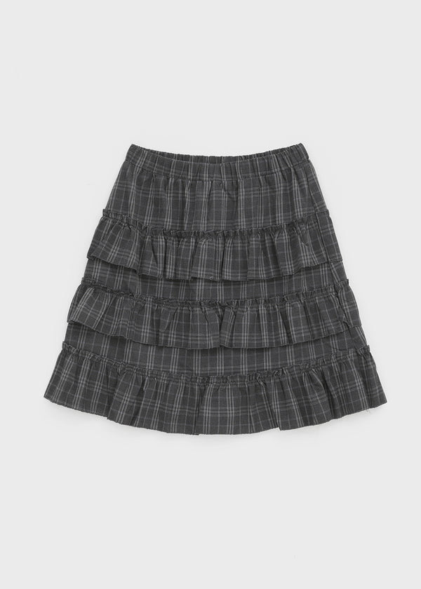 Noere check tiered midi skirt