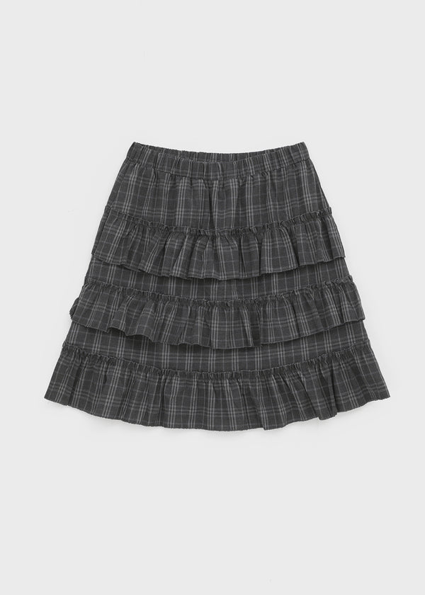 Noere check tiered midi skirt