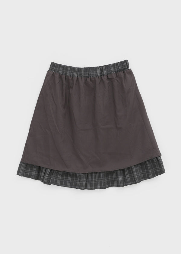 Noere check tiered midi skirt
