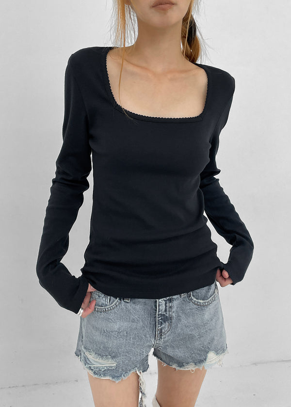 [MADE] Giselle Ring Lace Square Long Sleeve Tee